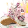 Hiel schoenen dames schoenen platform bloemen dames kantup wiggen comfortabele wig sandalen voor vrouwen chic 240417