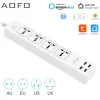 Contrôle Universal Smart Power Strip WiFi Fonctionne avec Alexa, Googlehome, Multi Plug avec 4 points de vente AC 4 ports de charge USB, contrôle vocal