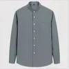 Men's Casual Shirts Oxford Shirt Long Sleeve Stylish Cotton Business Mandarin Collar Chinese Style Solid Color Slim Military Green