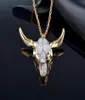 New Bohemian Tauren Cow Pendant Bull Head Necklace Long Chain Gold Horn Stylish Women Men Fashion Jewelry Gift7566703