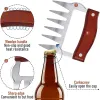 Accessoires lmetjma beer klauwen roestvrijstalen bbq vlees shredder klauwen met houten handvat flesopener kalkoenkippen klauwen kc0423