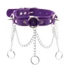 Necklaces Goth Long Spike Choker Punk Faux Leather Collar For Women Men Cool Purple Rivets Studded Chocker Goth Style Necklace Accessories