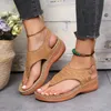 Rimosy moda klipli ayak parmağı kama sandaletleri kadın yaz platformu Roma Sandalias Mujer artı boyut 43 kalınlık
