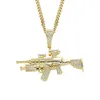 Colares de pingentes de pingente Hip Hop cúbico zircônia pavimentada bling gelo csgo cs go ar -pingente colar para homens jóias cor de ouro