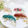 Garden Decorations 2.3 Natural Crystal Stone Gravel Lucky Koi Fish Figurine Resin Mini Quartz Fancy Carp Statue Home Decor Desk Ornament Gift