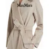 Women's Wool Coat Cashmere Coat Designer Fashion Show Samma kappa klassiska märke Maxmaras Womens Cashmere Alpaca Wool Blended Pets Up Coat Beige NT92