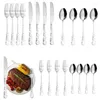 Ensembles de vaisselle 4set / 20pcs en acier inoxydable Cutlery Couper à fourche à fourchette à cuillère