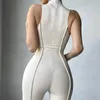 Lente heldere lijn decoratie zwarte jumpsuit voor vrouwen sexy club outfit vrouwelijke lange mouw witte bodycon jumpsuit 240410
