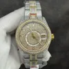 Zegarek z pełnym diamentowym mężem Automatyczne zegarki mechaniczne 42 mm szafir ze stalową bransoletką z diamentów