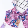 Designer dames bikini twee stukken set sexy vrouwelijke bloemenprint badmode kleding meisjes driehoek veter omhoog zwempak badpak string top duw omhoog Braziliaanse biquini