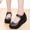 Dress Shoes 5.5cm Comfortable Leather Women Mary Janes 2024 Thick Bottom Platform Wedges Mom Office Dance