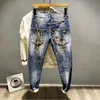 Hosenstar Man Cowboyhose Gummel Jeans Stretch hellblau mit Druckkleidung Y2K 2000er Frühling Herbst gewaschen 240424