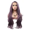 Purple Long Haids Handing Hands Handing Fiber Synthetic Big Wavy mixte Couleur de couleur Fibre chimique Fibre haute température Lace Chemical Fibre Wig Femme Headgear Curly Hair