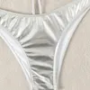 Bikini da bagno femminile set di bikini sexy sexy argento lucido strass di strass spinge up da bagno da bagno abitudini da bagno costume da bagno 2024 mujer nuoto