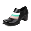 Dress Shoes (YYDD) Colori misti a strisce di punta rotonda comoda Eleganti Pompe da donna Eleganti Pompe da ufficio High Heel Plus dimensioni 33-46