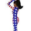 Abiti casual USA American Flag Maxi Dress One Spall Stars and Stripes Party BodyCon Spring Ladies Studi grafici