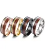 Eheringe YWSHK 8mm Männer Abalone Muschel Holz Inlay Edelstahl Frauen Ring Jubiläum Schmuck 9780934