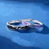 Anillos de clúster Contas de cristal simples Cuertas de ciervo ajustable Amantes de circón de cuerno parejas para mujeres Men participación de joyas de boda regalos