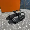 Designer Fashion Sandals Black Letter Button Women Summer Beach Slippers Flat Heels Casual Comfort 35-42 met doos