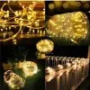 Décorations solaires étanches légères guirlande corde lampe à cordes LED extérieur jardin cuivre fil fée lumière festive de Noël décor de fête de mariage