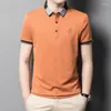 Polos masculinos de verão coreano Moda coreana Simple lapela pólo painéis de bordado bordado bordado respirável casual versátil fino de manga curta