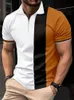 2024 Zomer korte mouwen Polo shirt Men Casual Engeland stijl streep afdrukken t -shirt ademende kleding top 240423