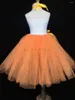 Mädchen Kleider Baby Girls Orange Blume Tutu Kleid Kids Häkeln Tüll Ballkleid mit Bandbogen und Stirnband Kinder Hochzeitsfeier