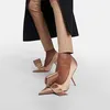 new satin lady leather shipping 2024 Stiletto Free Heel heels Pumps bowtie Elegant Alien heel Dress shoes bridal Wedding Summer pillage pionted toe party size 457
