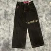 Jnco Jeans Y2K Hip Hop Retro Grafik bestickt Baggy Jeans Schwarze Hosen Männer Frauen Harajuku Gothic High Taille Wide Hosen 240420