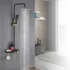 Schwarzes Gold Wasserhahn Duschsystem Badezimmer Toilettenregal Thermostatische Kälte und heißer Mixer Big Duscharmatur Set Kupfer