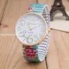 Wristwatches Colorful Printed Elastic Band Watches Fashion Decorative Ladies 12 Large Numbers