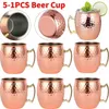 Tasses 5-1 morceau de 500 ml Moscou Mule Cople plaqué tasse en acier inoxydable Anti d'automne Beer Beverage Cup Champagne Party Bar Tool J240428