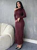 Robes décontractées 2024 Femmes Collier diagonal Longue robe maxi mode élégante femelle haute taille plis asymétrique Streetwear en soirée