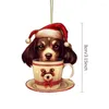 Figurines décoratifs ornements pour chiens pour Noël 2d acrylique dck-tache 7pcs amusants cadeaux de vacances suspendus accessoires de maison