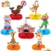 Andere evenementenfeestjes 7 stks Carnival Circus Honeycomb middelpunt Amusement Park Ball Diy Kinderen Verjaardagstafel Ornament Booth P DHXXE