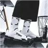 Chaussettes pour hommes au large de la mode Streetwear femmes hommes de haute qualité coton tout-match flèche x imprime respirant noir blanc mélange football bask otlsw