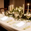 Plaques 700 PCS Gold Plastic Cutlery Set Disposable Bulk Clear Rim Fournitures invitées Mariage et Pany Birthday Party Varelle