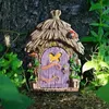 Miniature Fairy Elf Door Wooden Dollhouse Garden Craft Accessories Doll House DIY Painting Vintage Decor Landscape Gift 240424