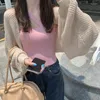 レディースニットプラボ女性長袖ニットクロップトップシックなカーディガンセクシーなショール不規則なボレロエレガントオールマッチ韓国スタイルフェム