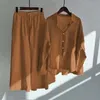 Zestaw do odzieży designerskiej Zestaw damskich 2 -częściowy zestaw złącza retro ograniczona bawełna i lniana koszula