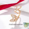 Anneau de bijoux de luxe de créateur vancllf fanjia papillon sterling plaqué 18k rose or blanc ouverture réglable diamant fritillaria