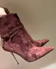 Nouveau hiver élégant Design Metal Lock Decoration Calf High Heels Boots Side Zip Chaussures Bottes de talon pointu