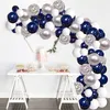 Decoración de fiestas Cadena de globos blancos y azules Combinación de bodas de cumpleaños Festival Fábrica Ventas directas