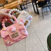 Children's Cute Cartoon Jelly Bag Girls Silicone Coin Purse Messenger Bag Little Girl Mini Pearl Handbag