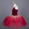 Ruoru Blingbing Red Color Girls Dress Kids Costume Vestido de balé Tutu Salia com tiras ajustáveis Vestido Ballerina collant 240412
