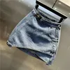 Kjolar 2024 sommar denim kjol för kvinnor tight fit wrap hip a-line halv mini korta sexiga flickor streetwear koreanska modekläder