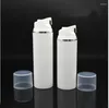 Garrafas de armazenamento garrafa sem ar brancas de plástico branco com linha de prata para loção/emulsão/soro/protetor solar anti-UV/cuidados com a pele sérica