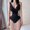 2021 new black sexy backless one-piece swimsuit women ins style is thin and high waist bikini