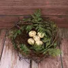 Figurines décoratives 1 Set Vine Bird Nest Creative Rattan Ornement Decoration avec 5pcs Oeufs de simulation pour le balcon de patio de jardin