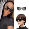 Okulary przeciwsłoneczne Cat Eye Punk Sun Sunglasses Women 2024 Luksusowa marka steampunk podwójna rama okulary przeciwsłoneczne dla damskich Y2K Sports Shield Okulowe okulary T240428